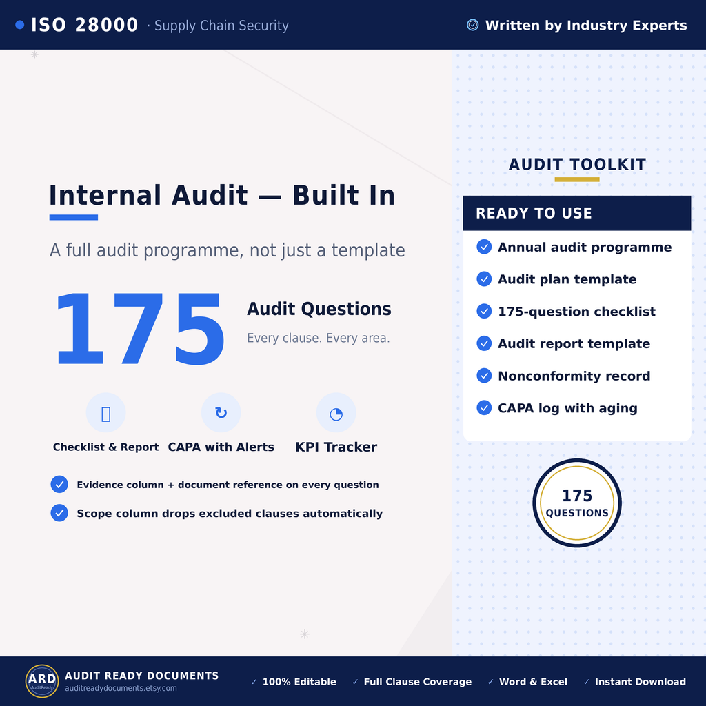 ISO 28000:2022 Supply Chain Security Management System Templates, Editable Word Excel, Digital Download