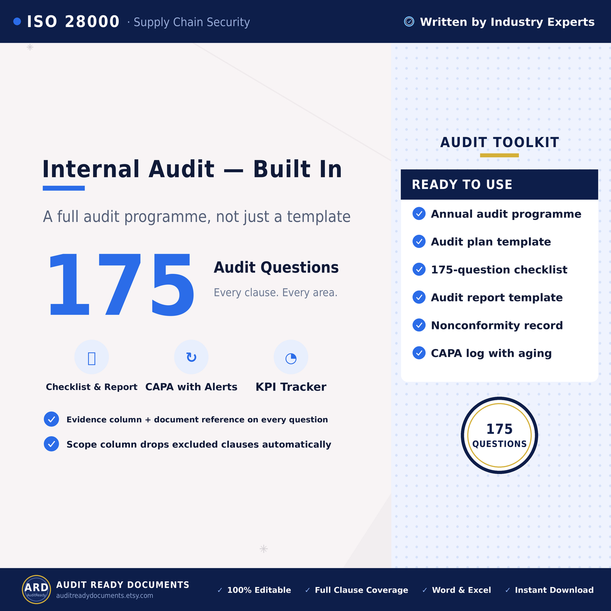 ISO 28000:2022 Supply Chain Security Management System Templates, Editable Word Excel, Digital Download