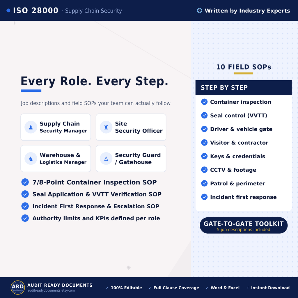 ISO 28000:2022 Supply Chain Security Management System Templates, Editable Word Excel, Digital Download