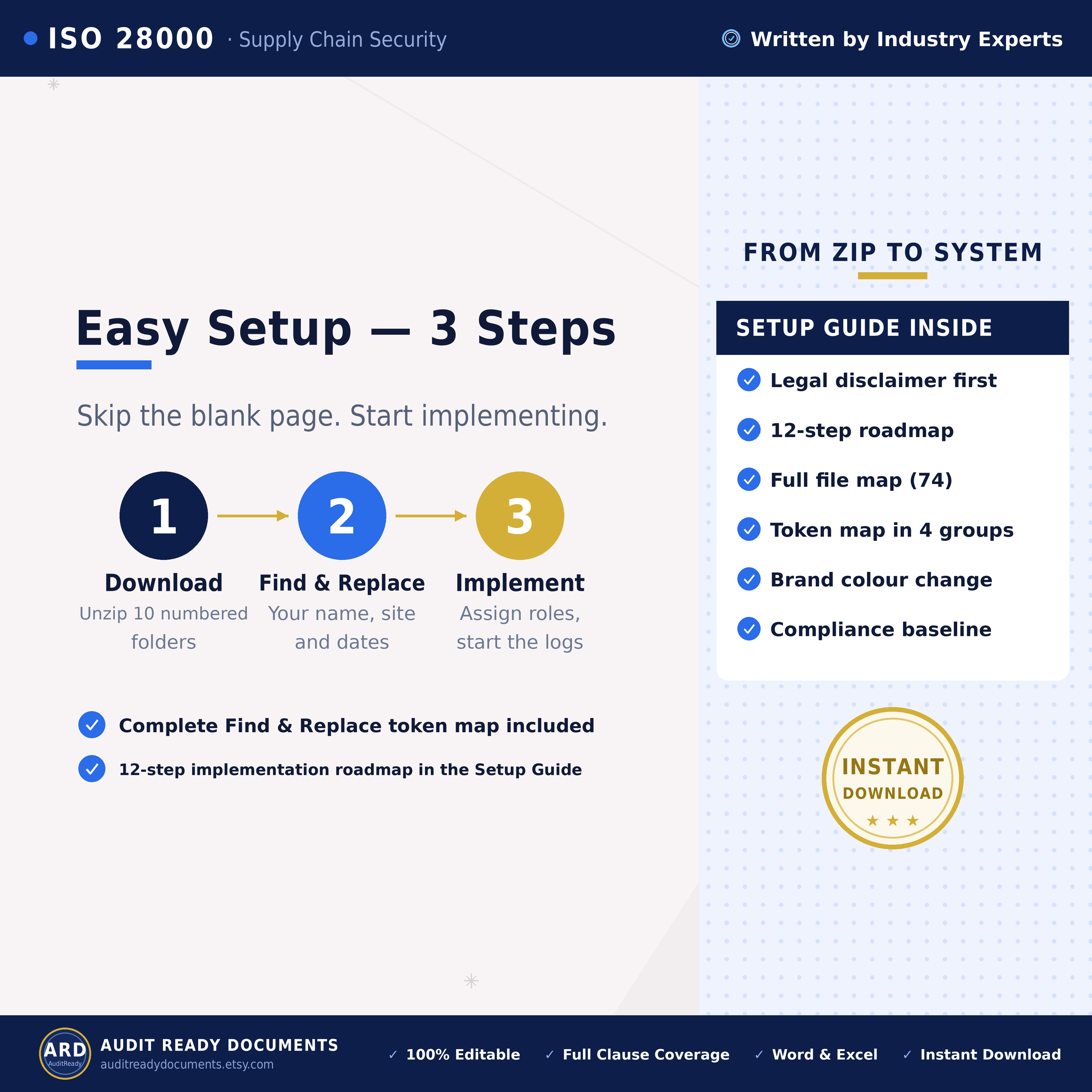 ISO 28000:2022 Supply Chain Security Management System Templates, Editable Word Excel, Digital Download