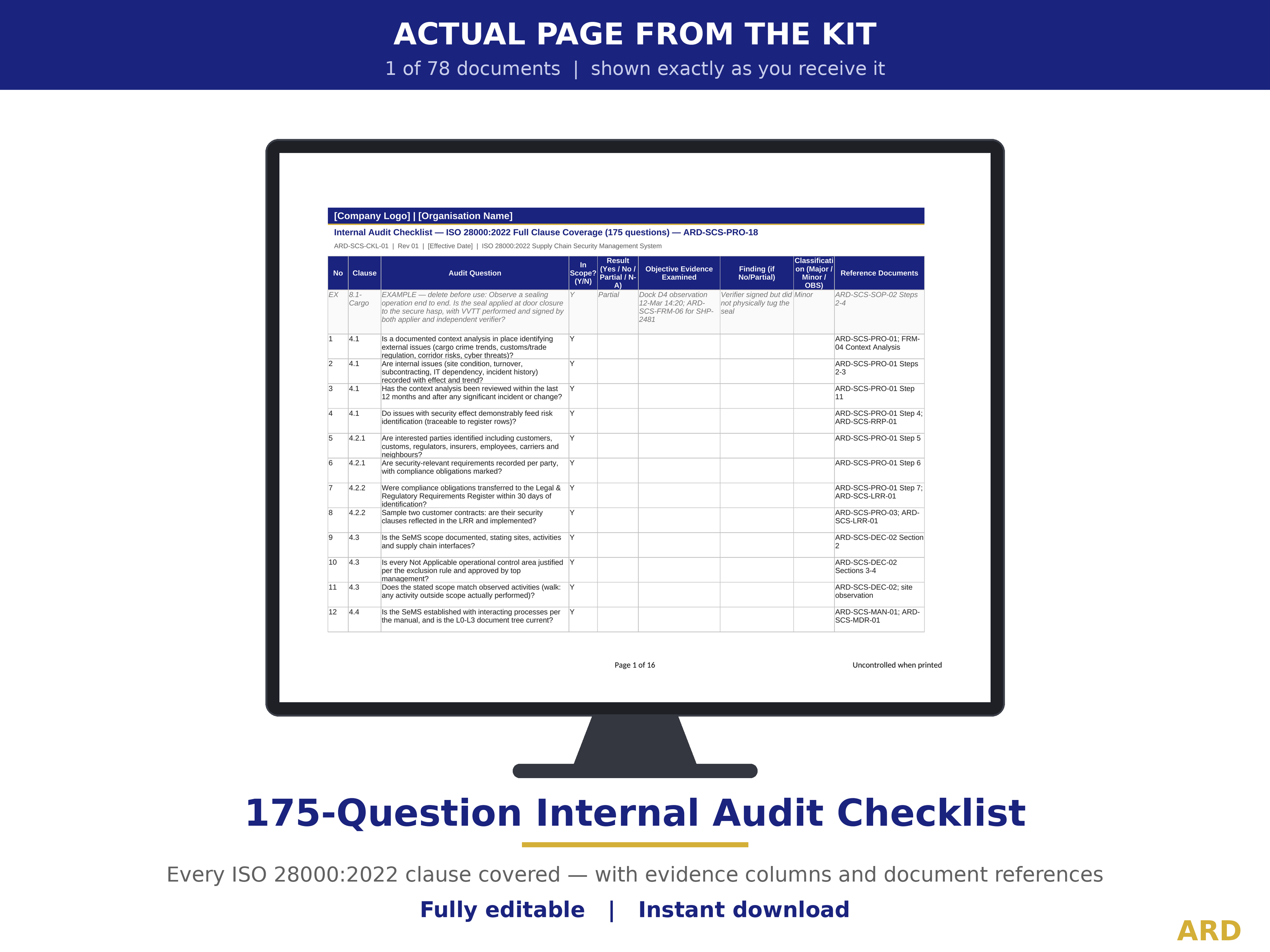 ISO 28000:2022 Supply Chain Security Management System Templates, Editable Word Excel, Digital Download