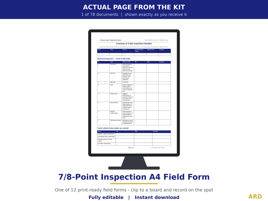 ISO 28000:2022 Supply Chain Security Management System Templates, Editable Word Excel, Digital Download