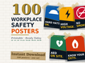 100 Workplace Safety Posters | PPE Hazard Fire First Aid HSE Signs | Editable PowerPoint PDF, 5 Print Sizes A4-A0, Digital Download