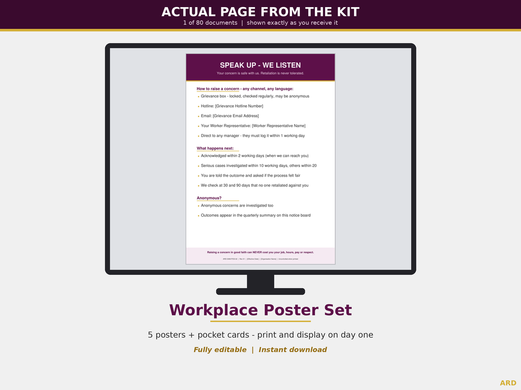 SA8000:2026 Social Accountability Management System Templates, Decent Work M1-M10 D1-D7, Editable Word Excel, Digital Download