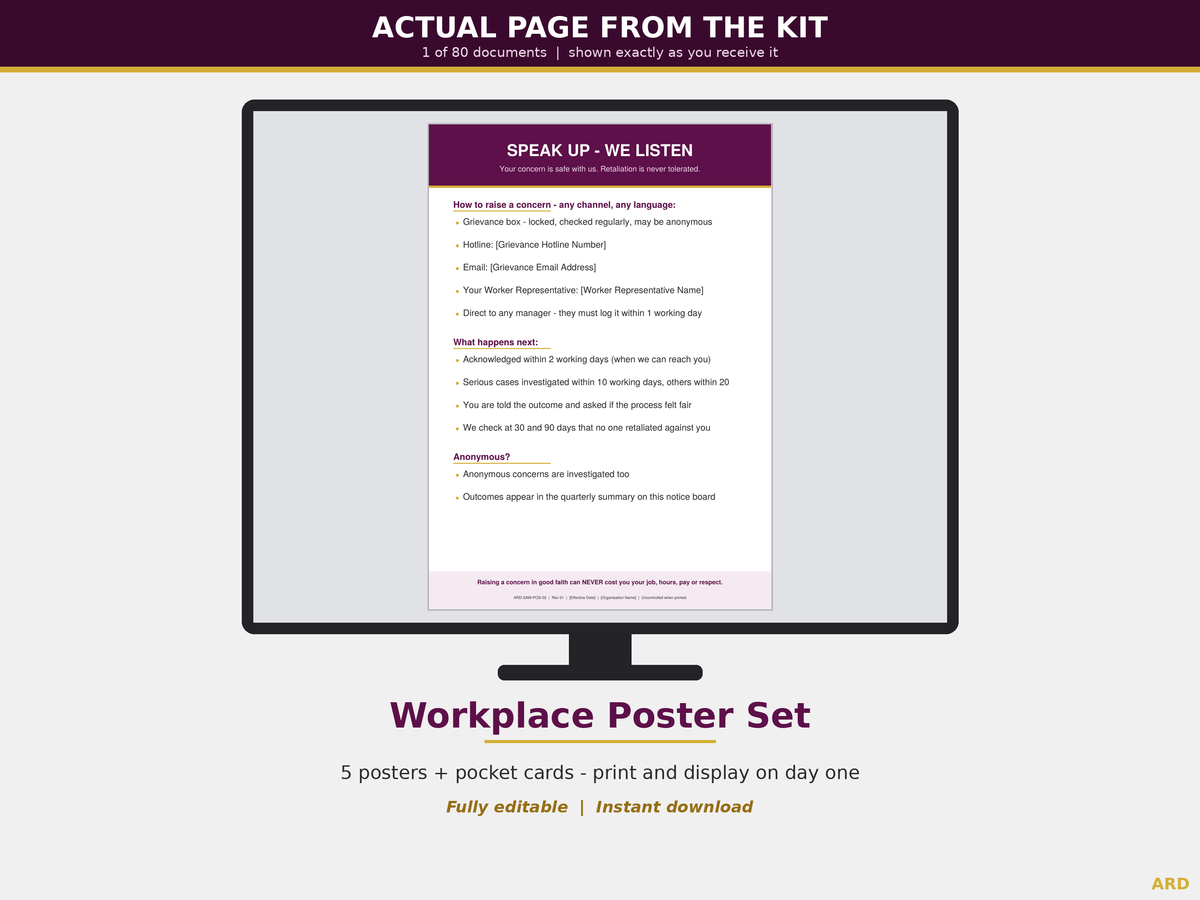 SA8000:2026 Social Accountability Management System Templates, Decent Work M1-M10 D1-D7, Editable Word Excel, Digital Download