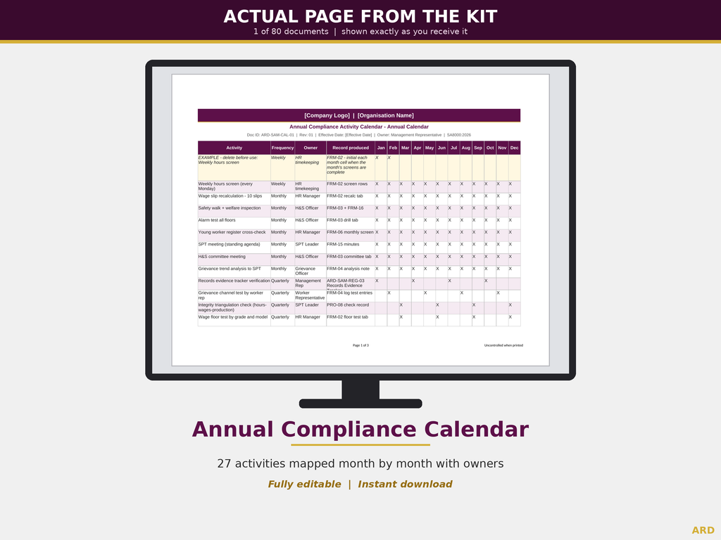 SA8000:2026 Social Accountability Management System Templates, Decent Work M1-M10 D1-D7, Editable Word Excel, Digital Download