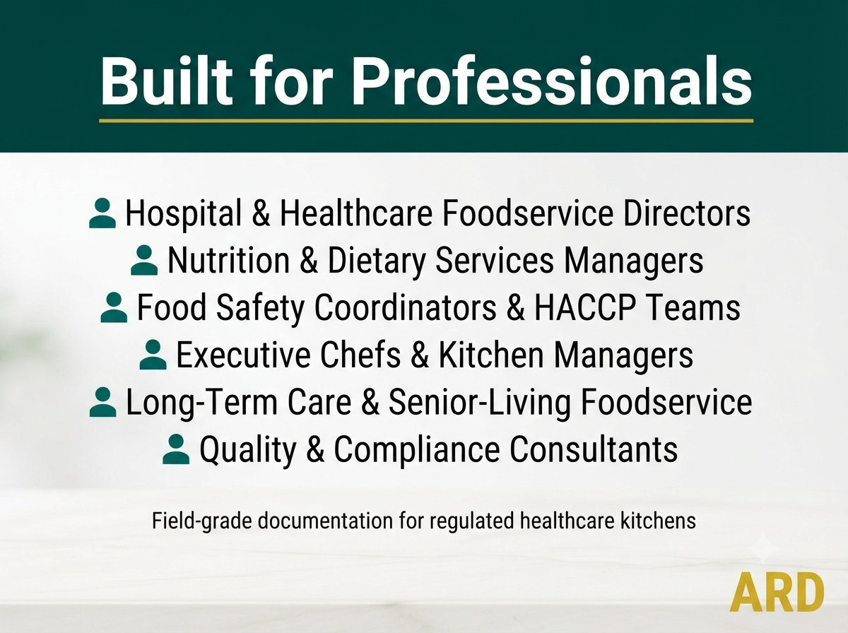 HACCP Food Safety Documentation Kit for Hospital & Healthcare Foodservice — FDA Food Code 2022 | HSP Controls | 55 Documents, 210+ Pages