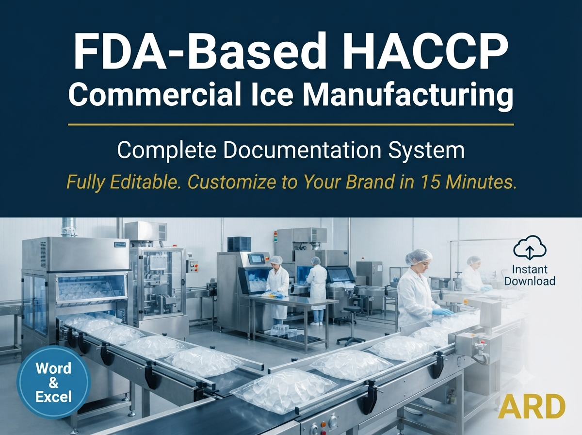 HACCP Food Safety Documentation Kit for Commercial Ice Plants — FDA 21 CFR Part 117 | Codex HACCP | 45 Documents, 170+ Pages