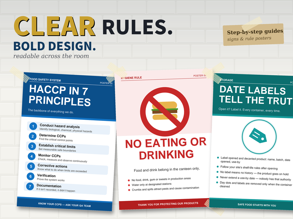 100 Editable Food Safety Posters | Printable A3 A4 US Letter | Restaurants Kitchens Food Factories | Editable PowerPoint PDF, Digital Download