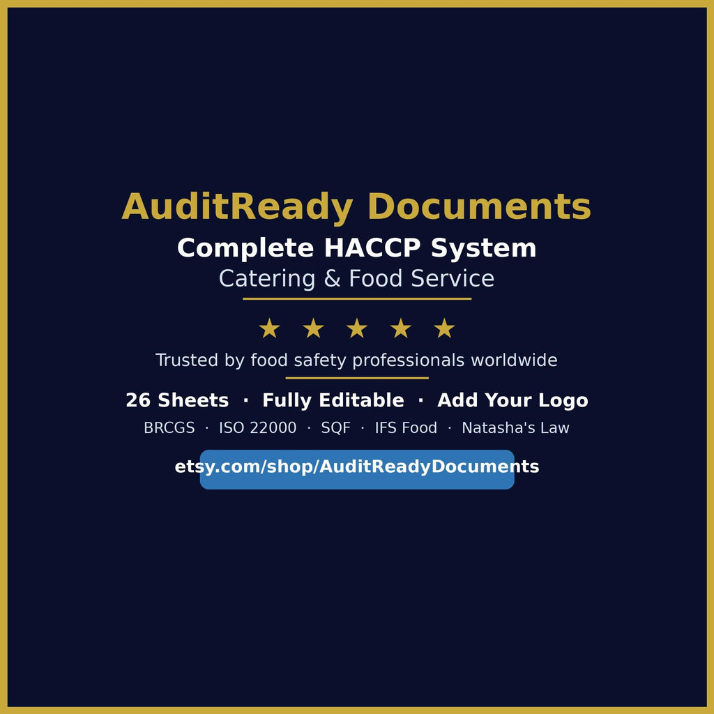 HACCP Food Safety Management System Full Pack For Restaurant , Cafe ,Kitchen ,Catering Editable