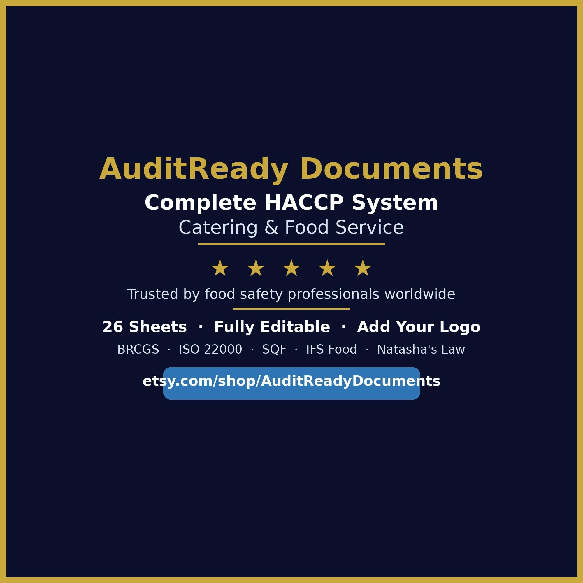 HACCP Food Safety Management System Full Pack For Restaurant , Cafe ,Kitchen ,Catering Editable