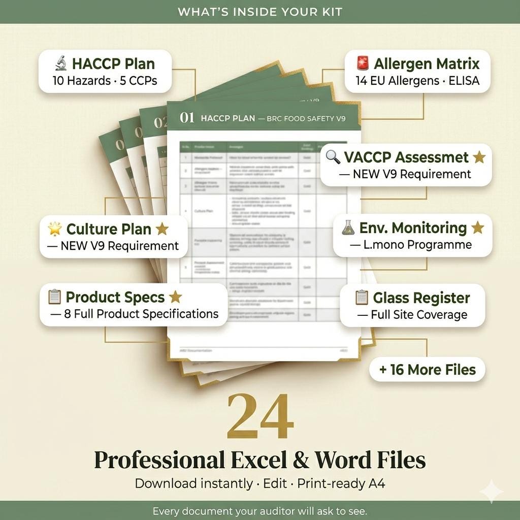Editable BRCGS Food Quality and Safety V9 Full Pack System Documents