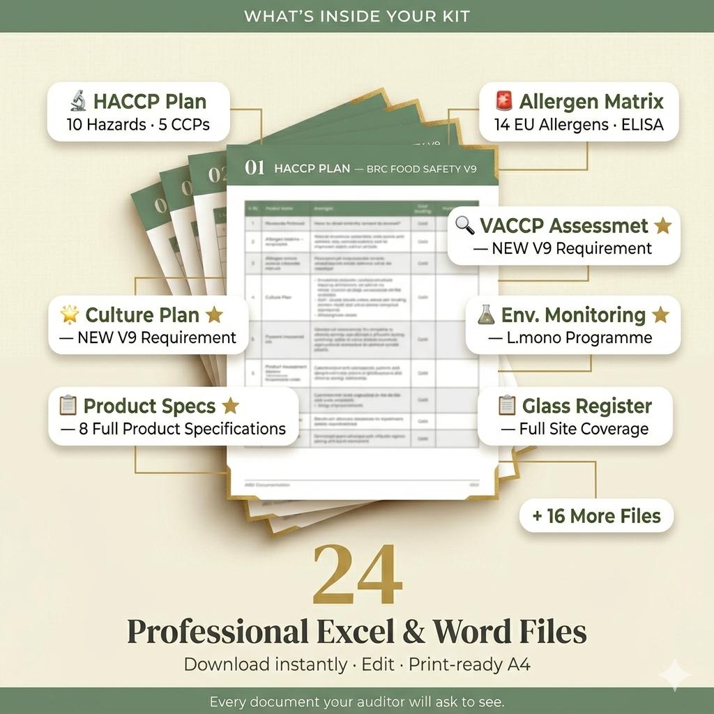 Editable BRCGS Food Quality and Safety V9 Full Pack System Documents