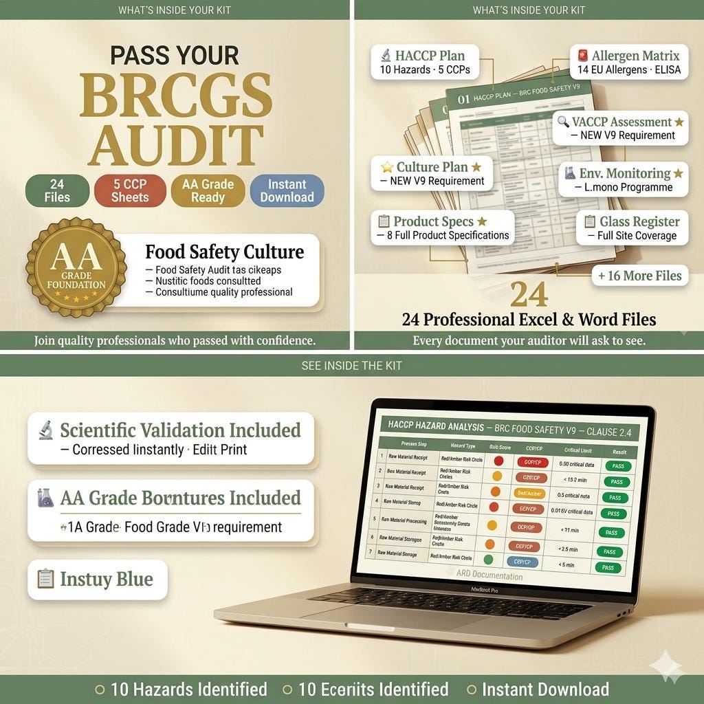 Editable BRCGS Food Quality and Safety V9 Full Pack System Documents