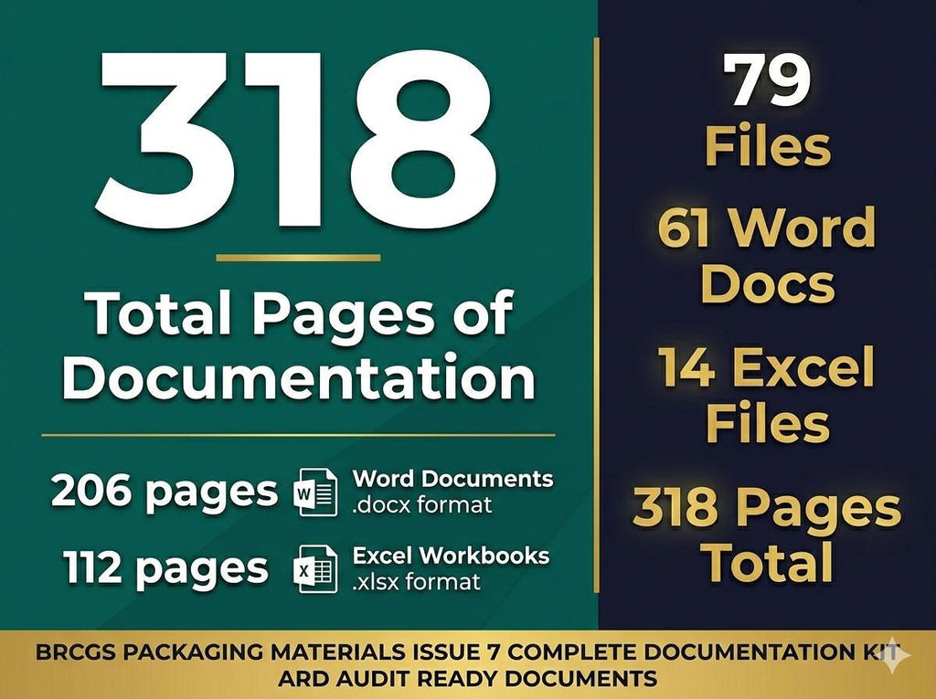 BRCGS Packaging Materials Issue 7 Full Pack System Documents, Editable Word Excel, Digital Download