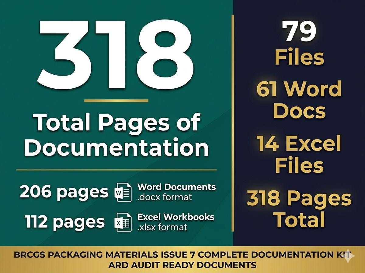 BRCGS Packaging Materials Issue 7 Full Pack System Documents, Editable Word Excel, Digital Download