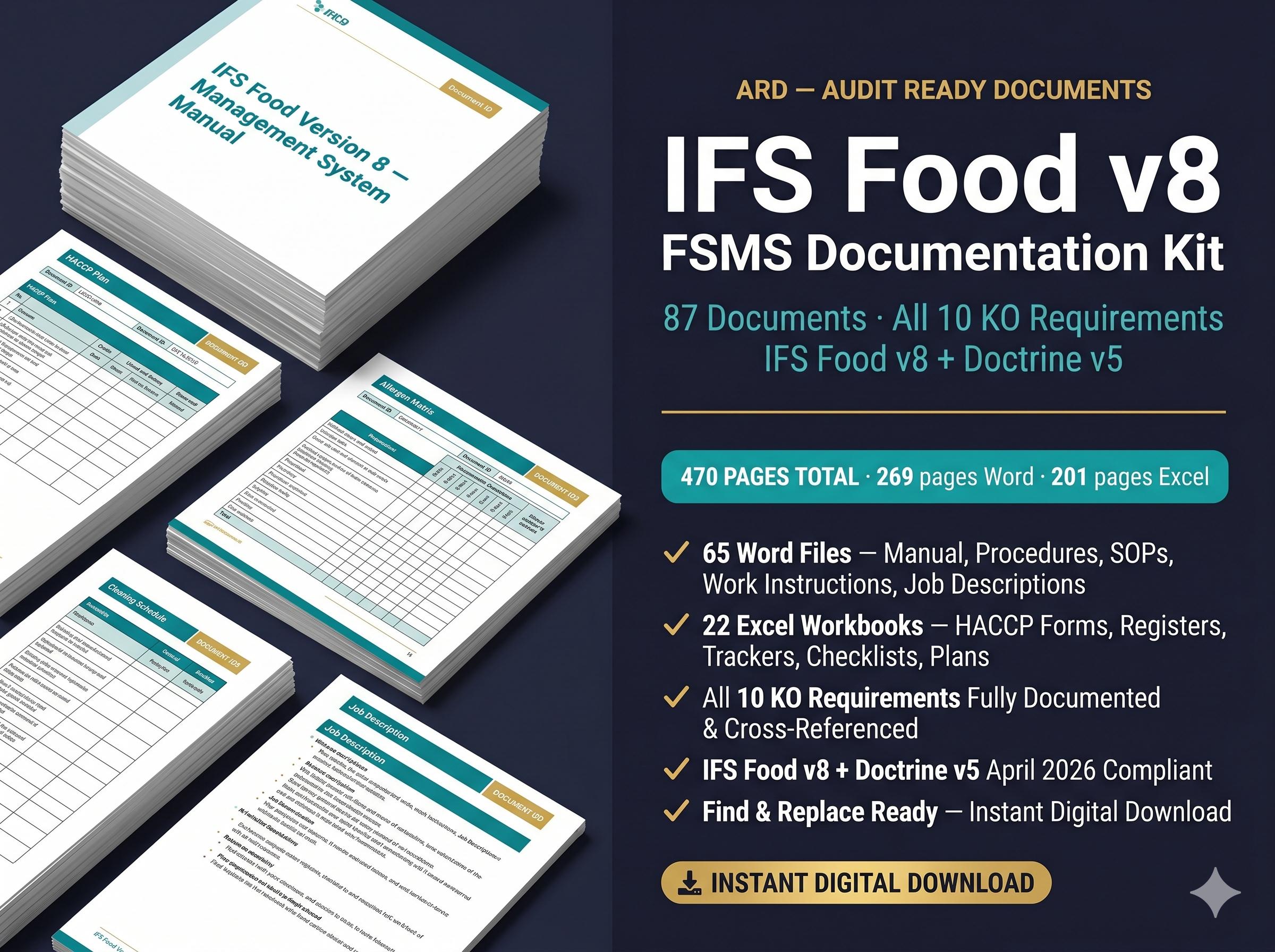 IFS Food v8 FSMS Documentation Kit | All 10 KO Requirements, Doctrine v5