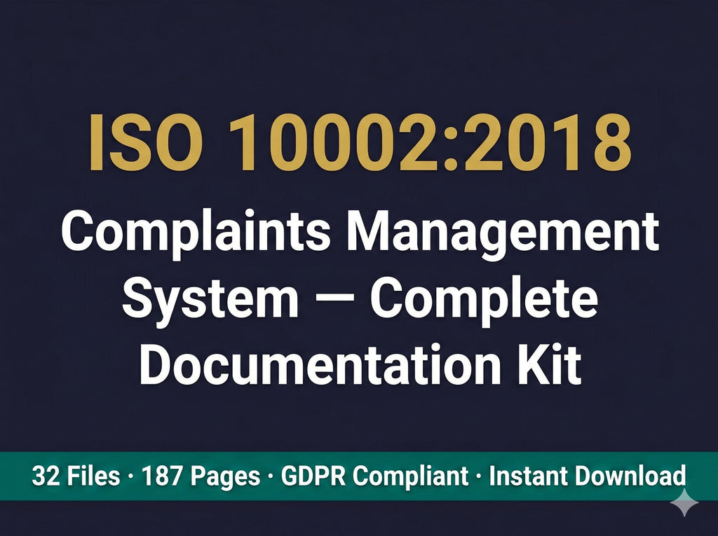 ISO 10002:2018 Complaints Management Full Pack System Documents