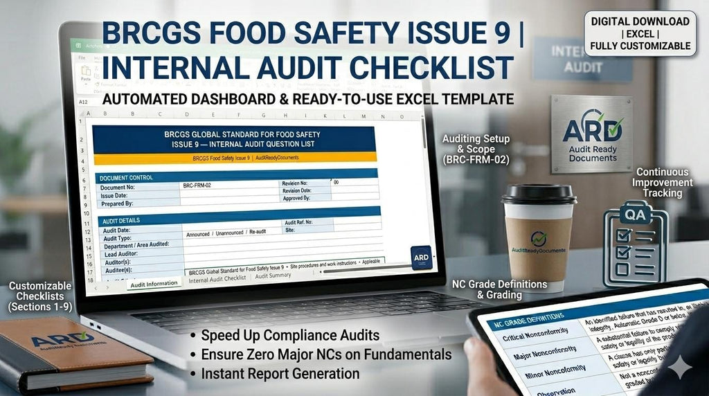 Editable BRCGS Food Safety Issue 9 Internal Audit Checklist Digital Download