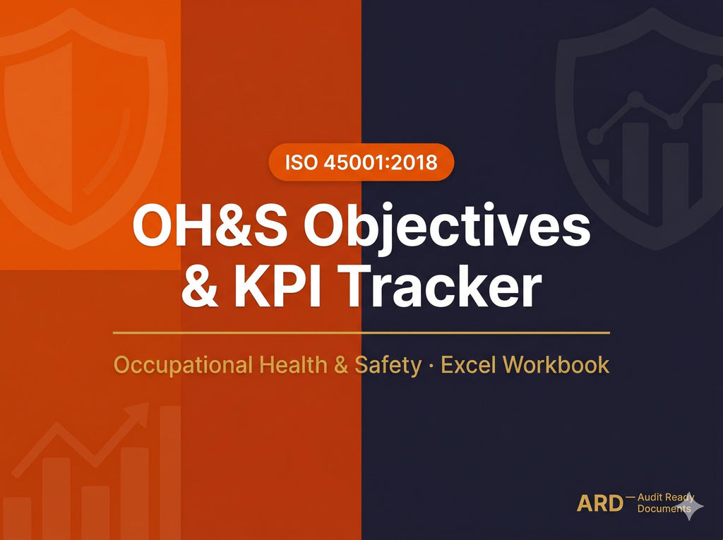 ISO 45001:2018 OH&S Objectives KPI Tracker Editable | Safety Management Excel Workbook (Digital Download)