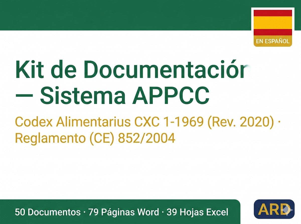 APPCC HACCP Pack Completo del Sistema, Editable Word Excel, Digital Download