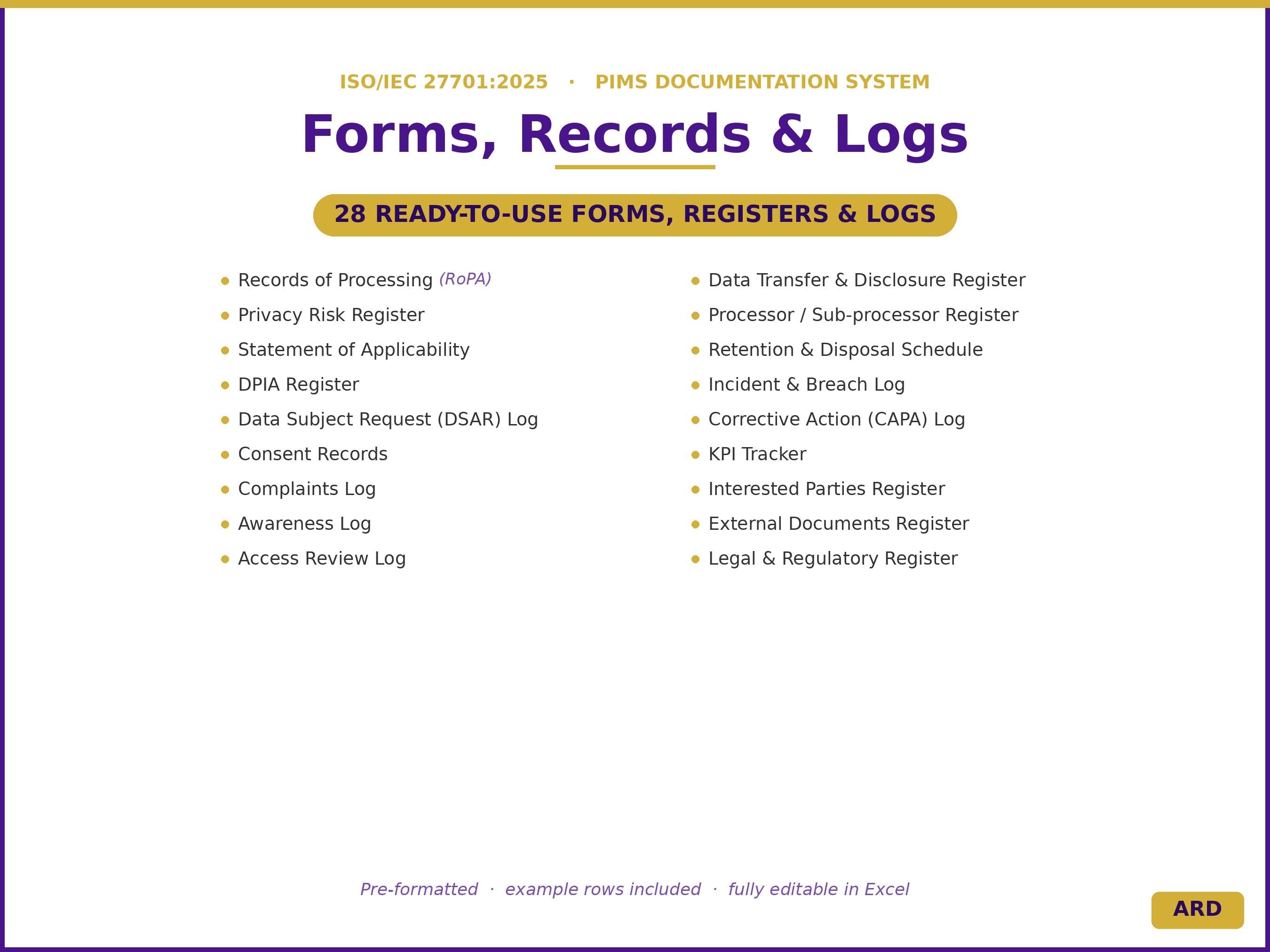 ISO/IEC 27701:2025 Privacy Information Management System Full Pack Documents