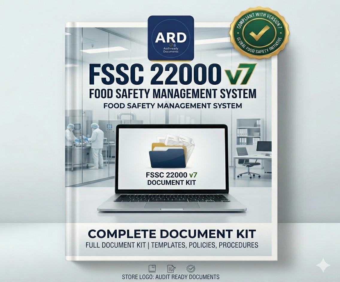 FSSC 22000 Version 7 Food Safety Management System (FSMS) – Complete Document Kit Editable