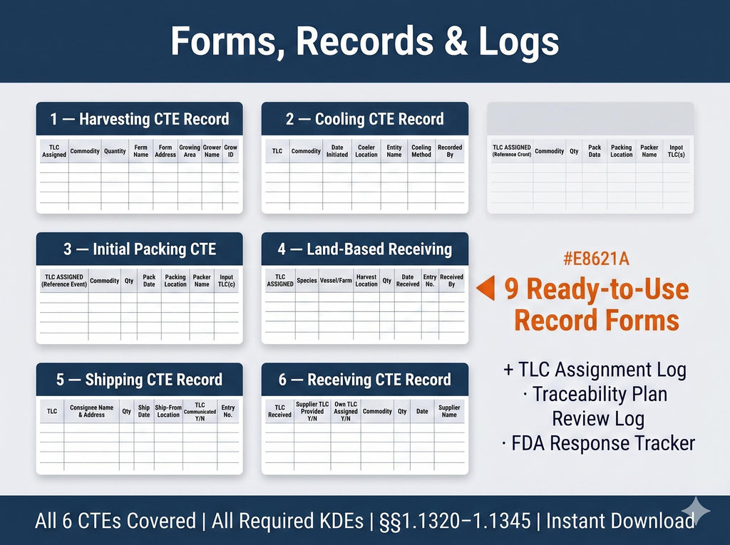FSMA 204 Food Traceability Plan + | FDA Compliance Documentation ( Systems Full Pack Documents )