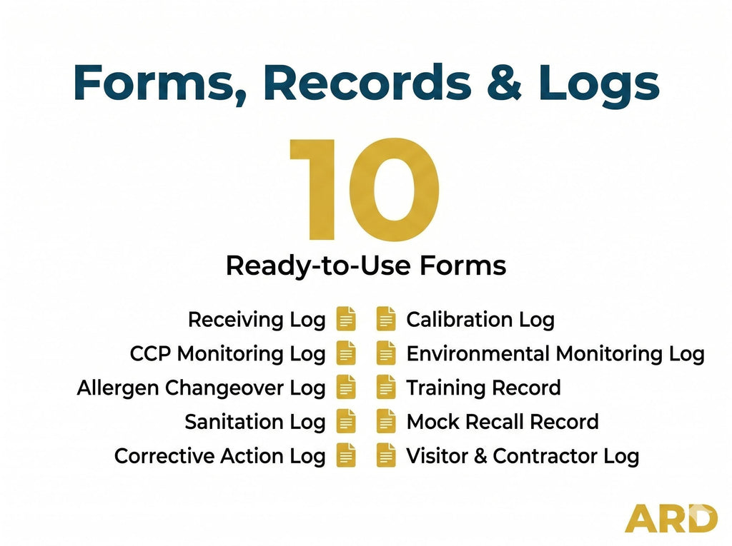 FSMA Preventive Controls Food Safety Plan System Full Pack Documents