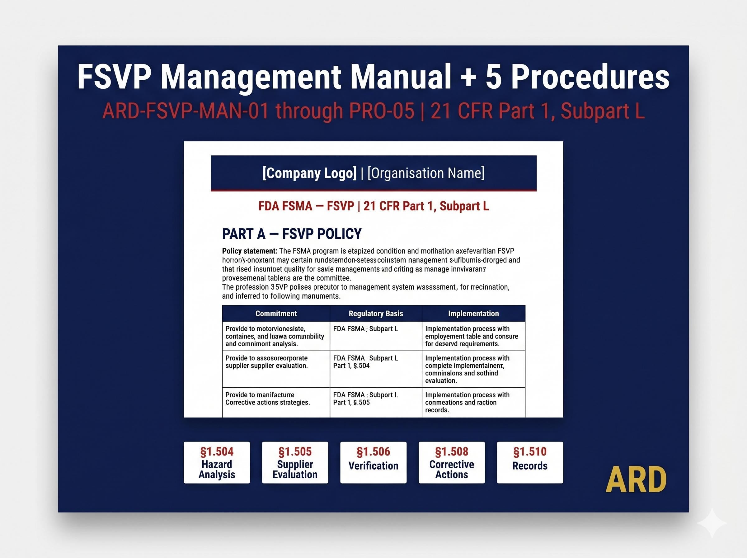 FSVP Documentation + FDA FSMA Foreign Supplier Verification Program System Full Pack Documents