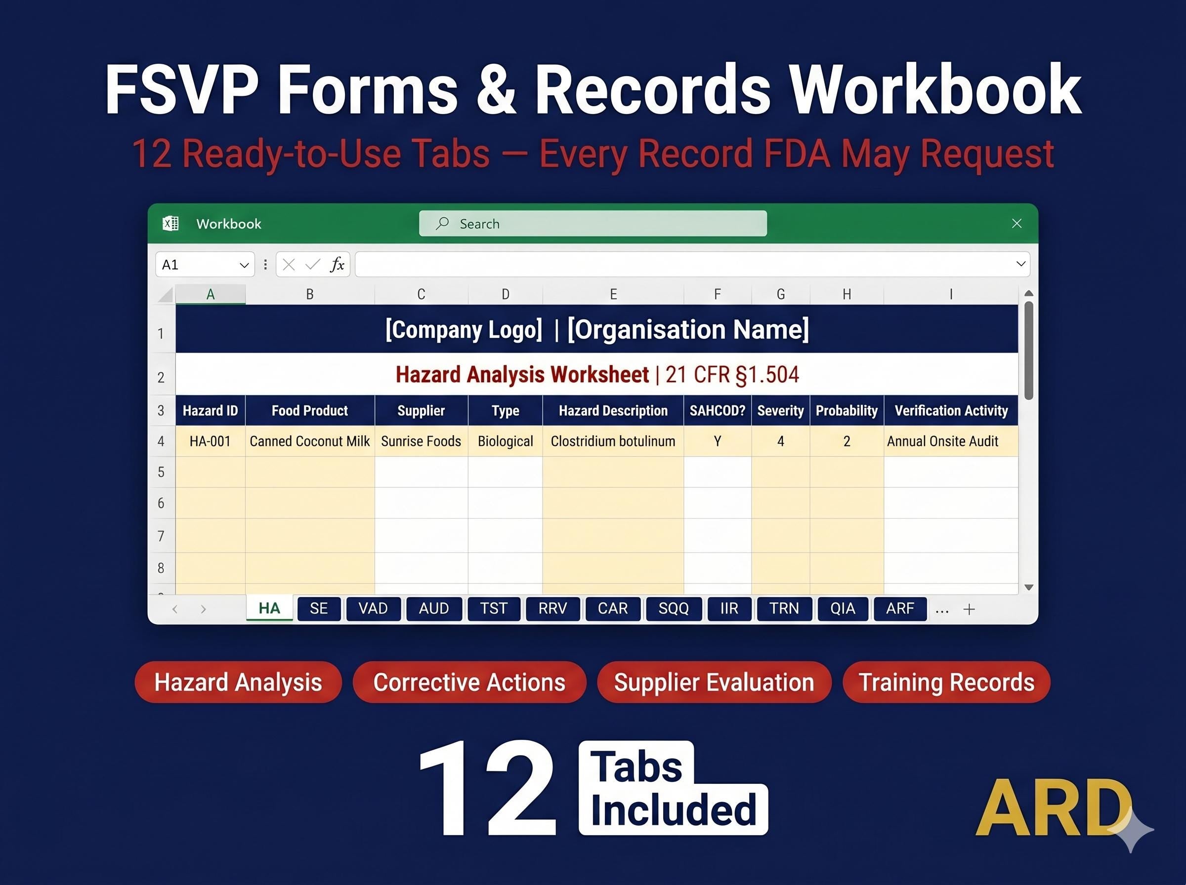 FSVP Documentation + FDA FSMA Foreign Supplier Verification Program System Full Pack Documents