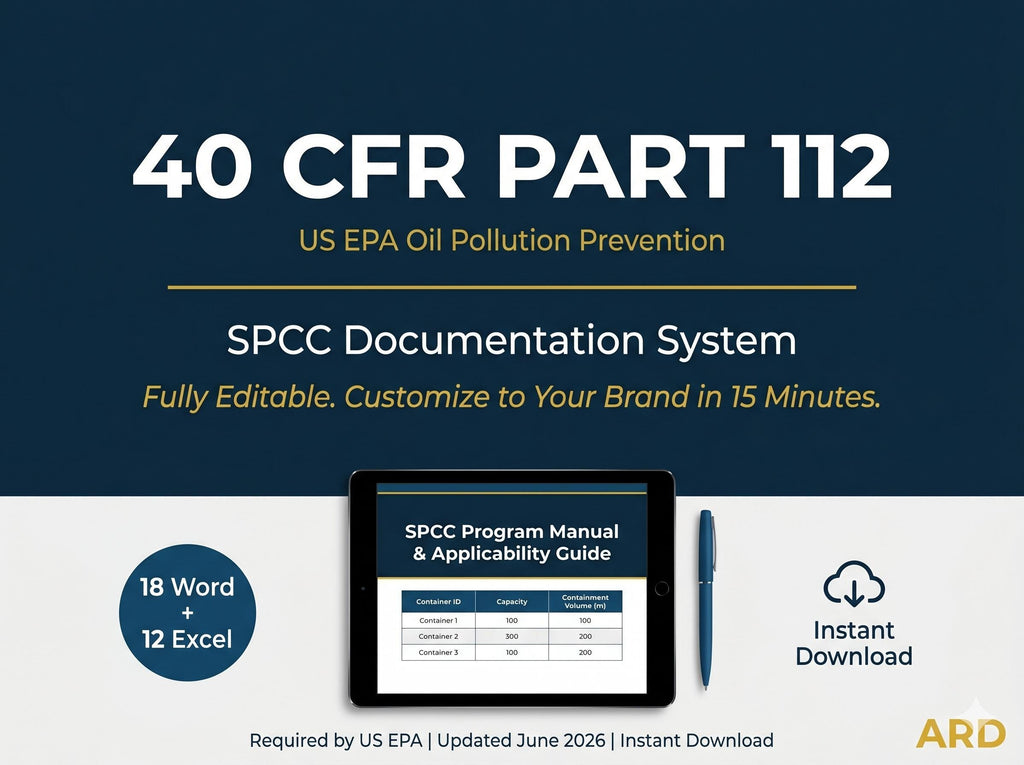 US EPA SPCC Plan | 40 CFR Part 112 Oil Pollution Prevention Compliance System | Full Pack Documents