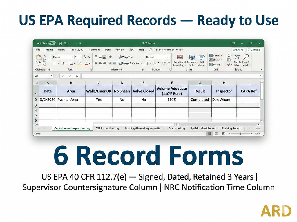 US EPA SPCC Plan 40 Cfr Part 112 Compliance Systems Full Pack Documents