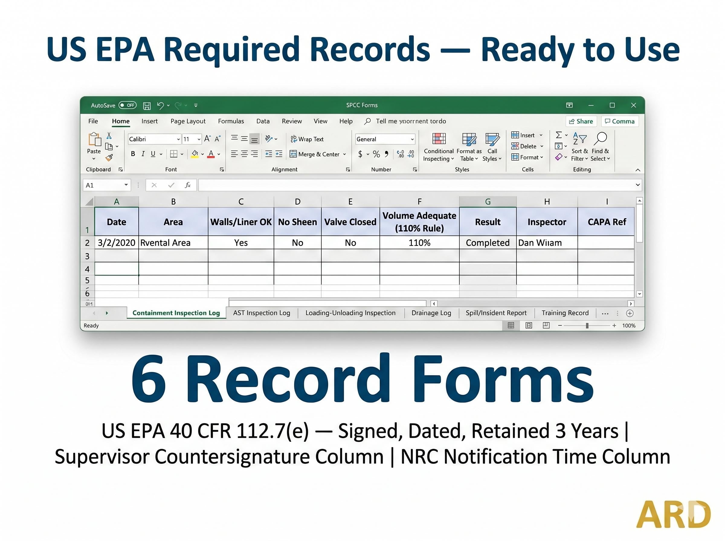 US EPA SPCC Plan 40 Cfr Part 112 Compliance Systems Full Pack Documents