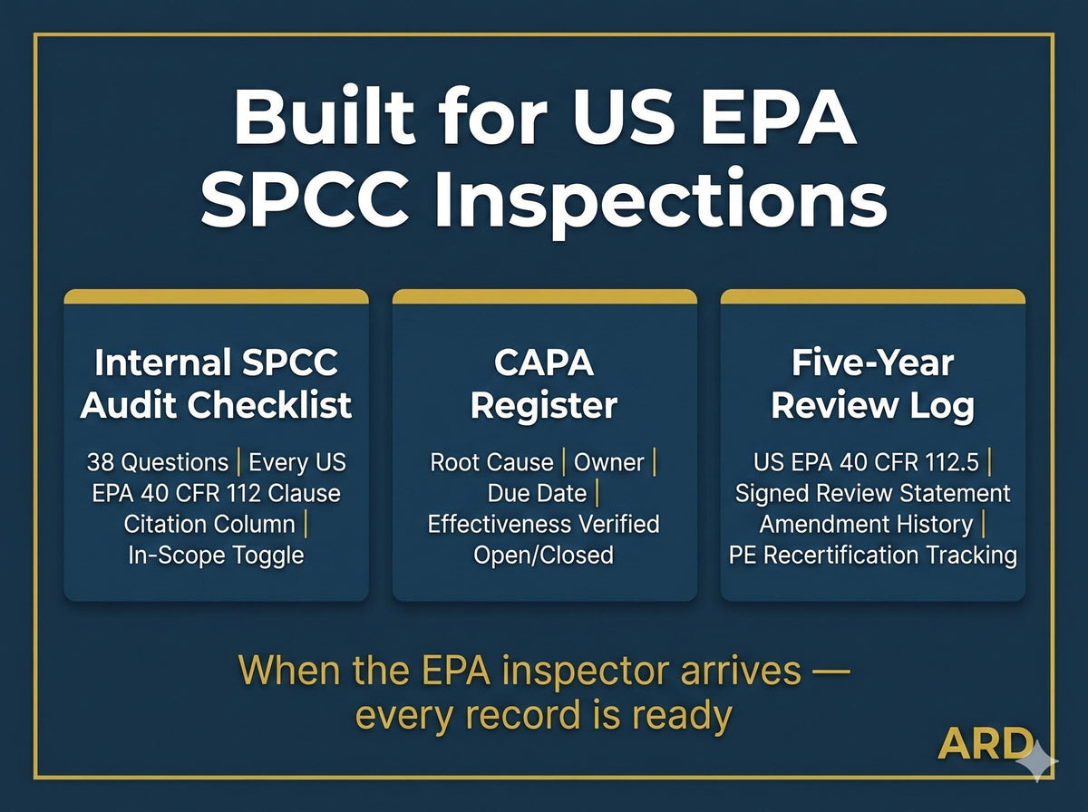 US EPA SPCC Plan | 40 CFR Part 112 Oil Pollution Prevention Compliance System | Full Pack Documents