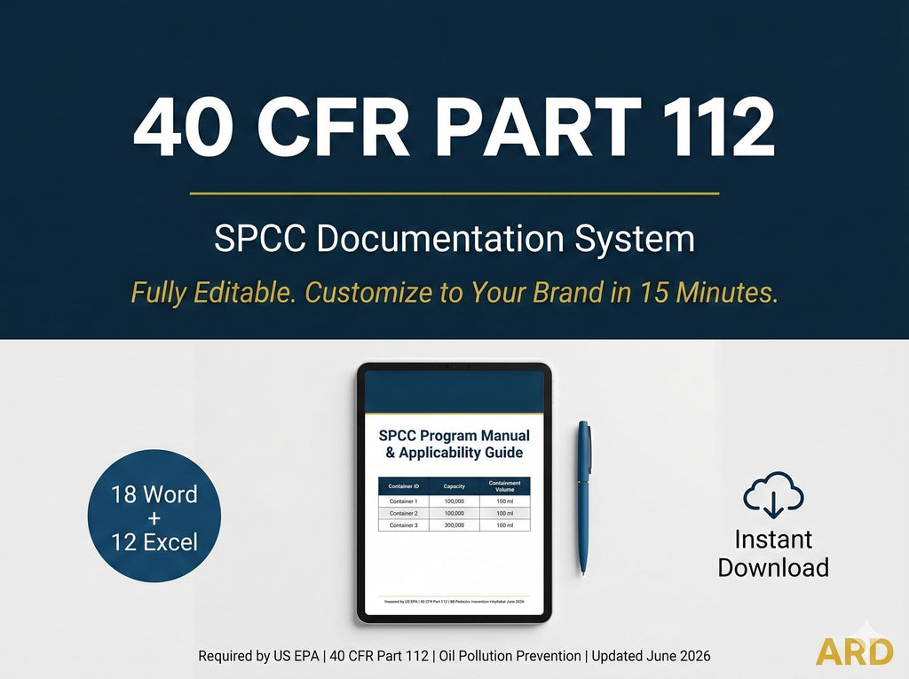 US EPA SPCC Plan | 40 CFR Part 112 Oil Pollution Prevention Compliance System | Full Pack Documents
