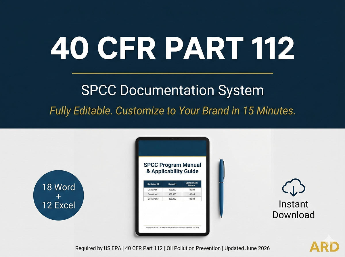 US EPA SPCC Plan | 40 CFR Part 112 Oil Pollution Prevention Compliance System | Full Pack Documents