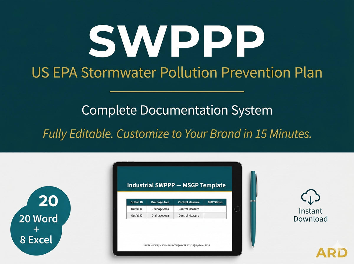US EPA SWPPP | NPDES Stormwater Compliance System Full Pack Documents | MSGP + CGP