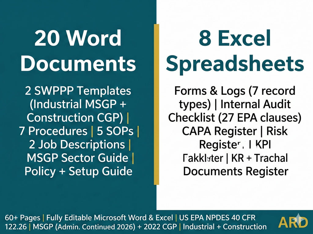 US EPA SWPPP | NPDES Stormwater Compliance System Full Pack Documents | MSGP + CGP