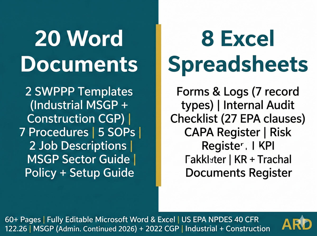 US EPA SWPPP | NPDES Stormwater Compliance System Full Pack Documents | MSGP + CGP