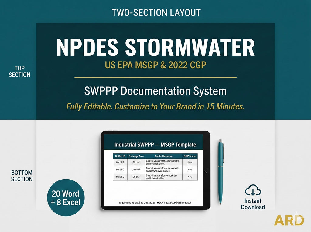 US EPA SWPPP | NPDES Stormwater Compliance System Full Pack Documents | MSGP + CGP