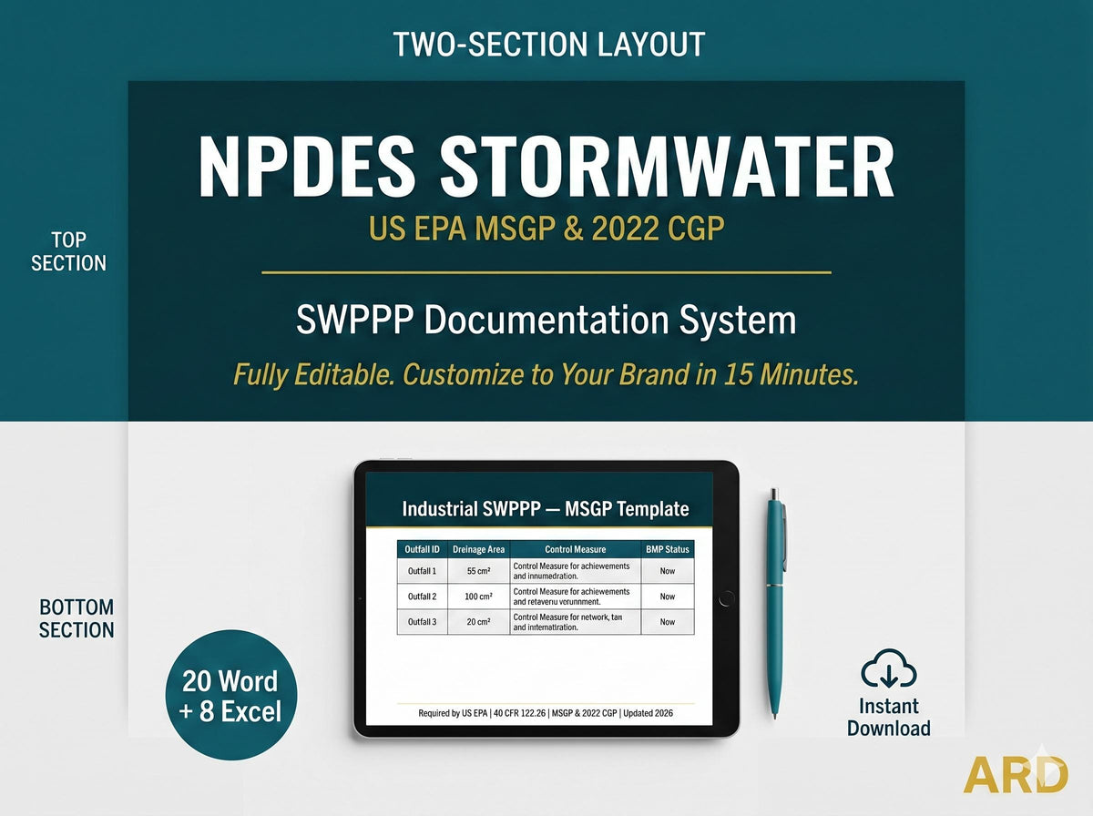 US EPA SWPPP | NPDES Stormwater Compliance System Full Pack Documents | MSGP + CGP