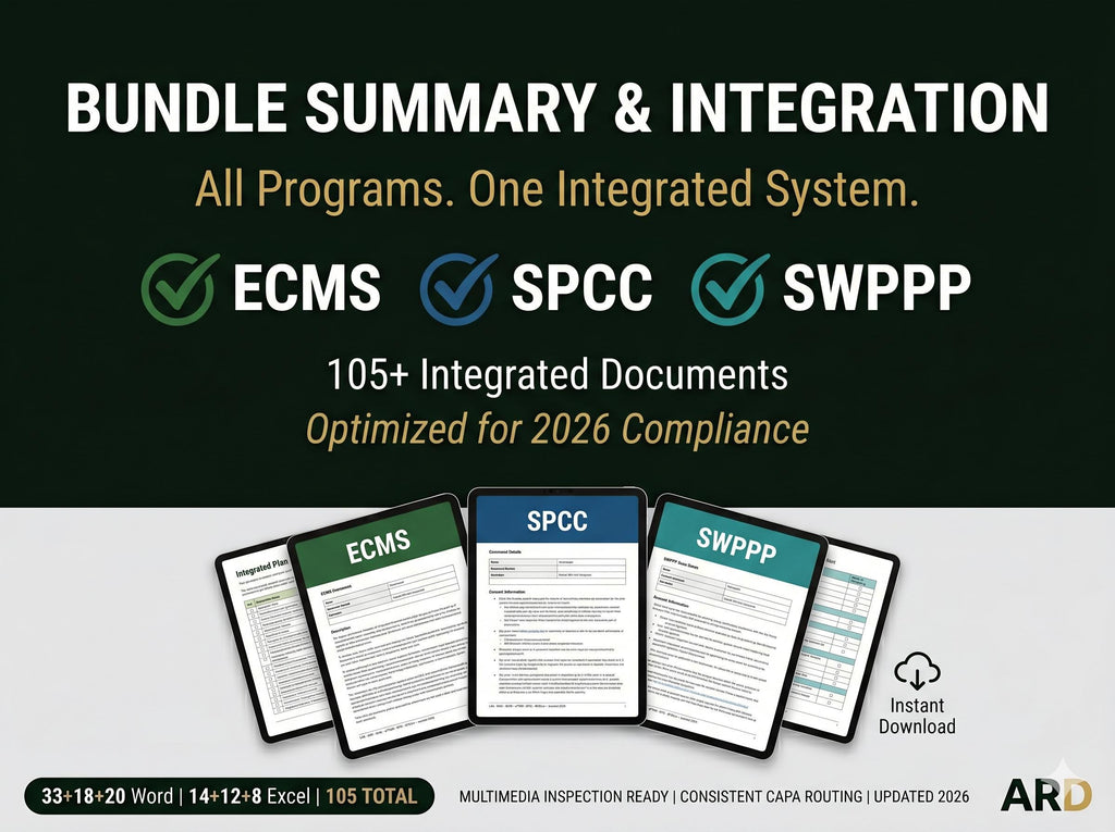 US EPA Environmental Compliance Bundle | ECMS + SPCC + SWPPP | Three Complete Kits in One