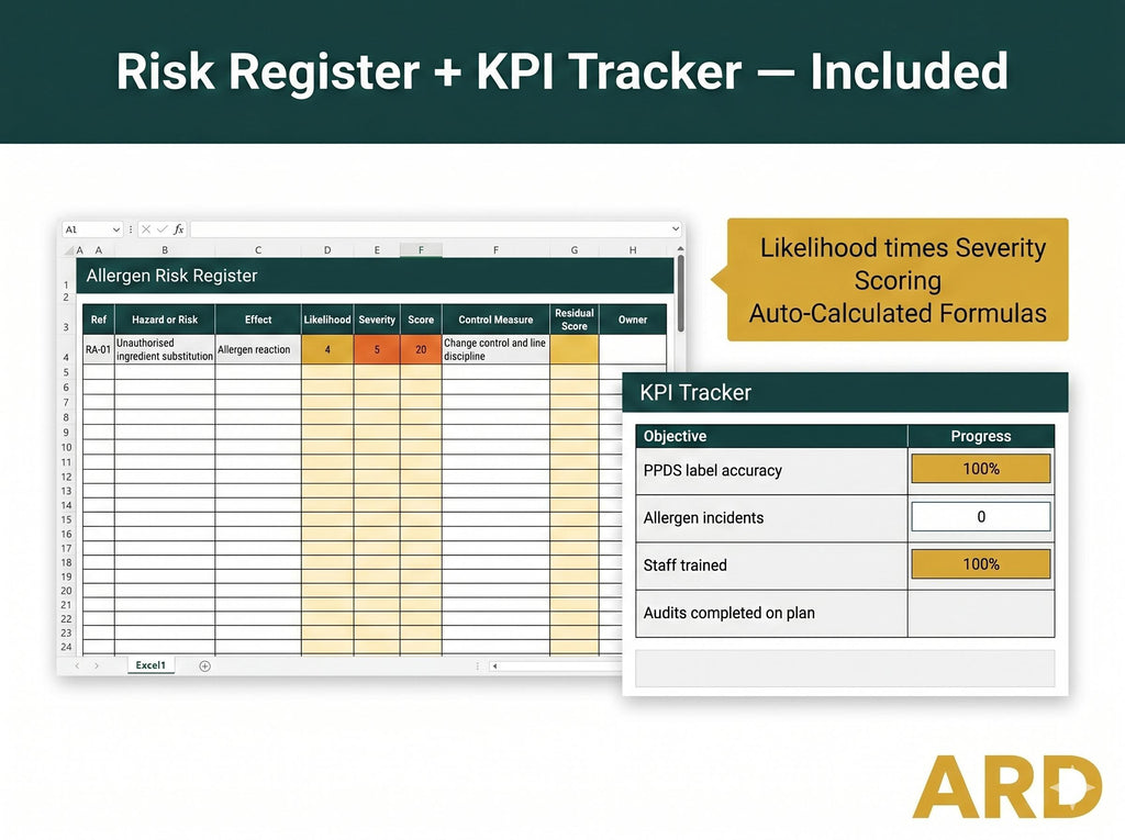 Natasha's Law PPDS Allergen Documentation System Full Pack Documents