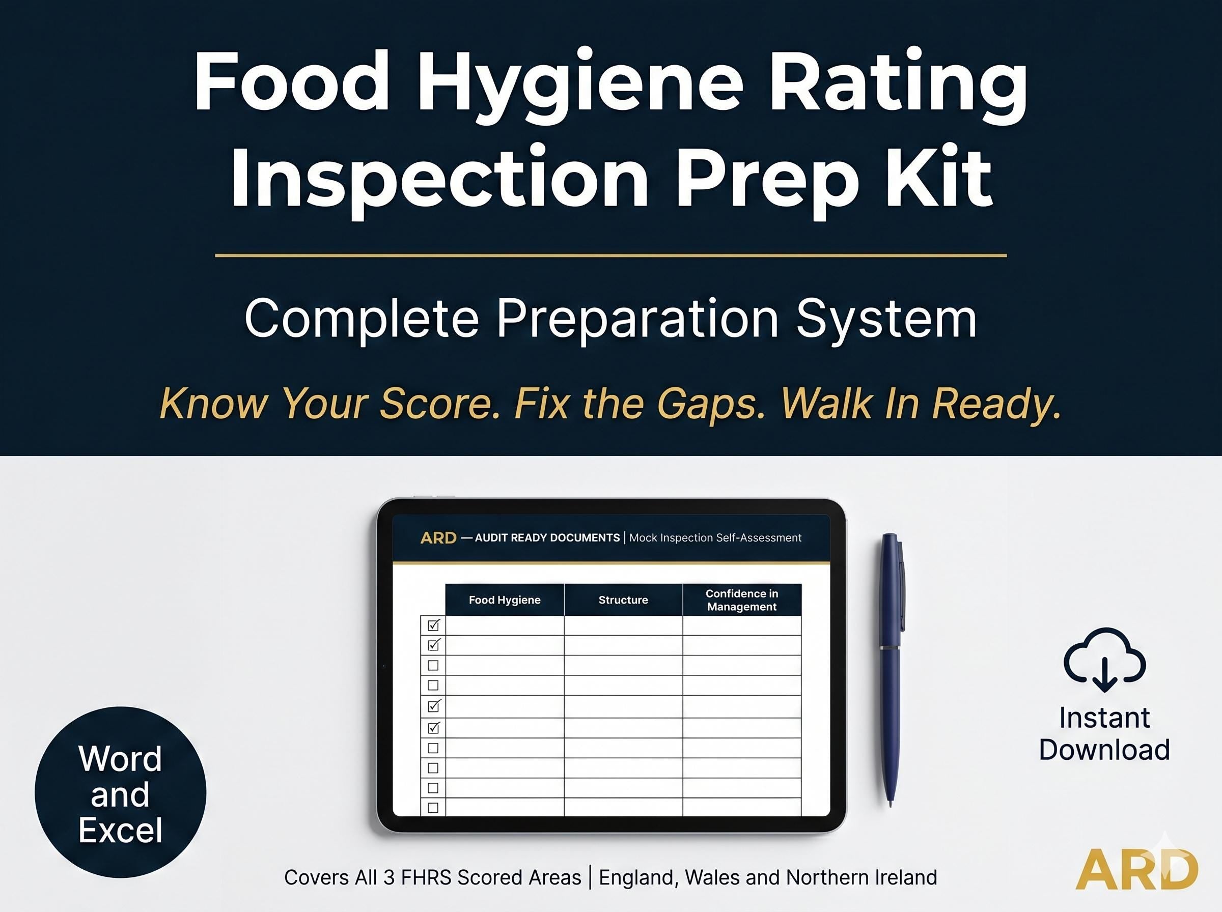 Food Hygiene Inspection Prep Kit | FHRS Score Higher Documents (Digital Download)