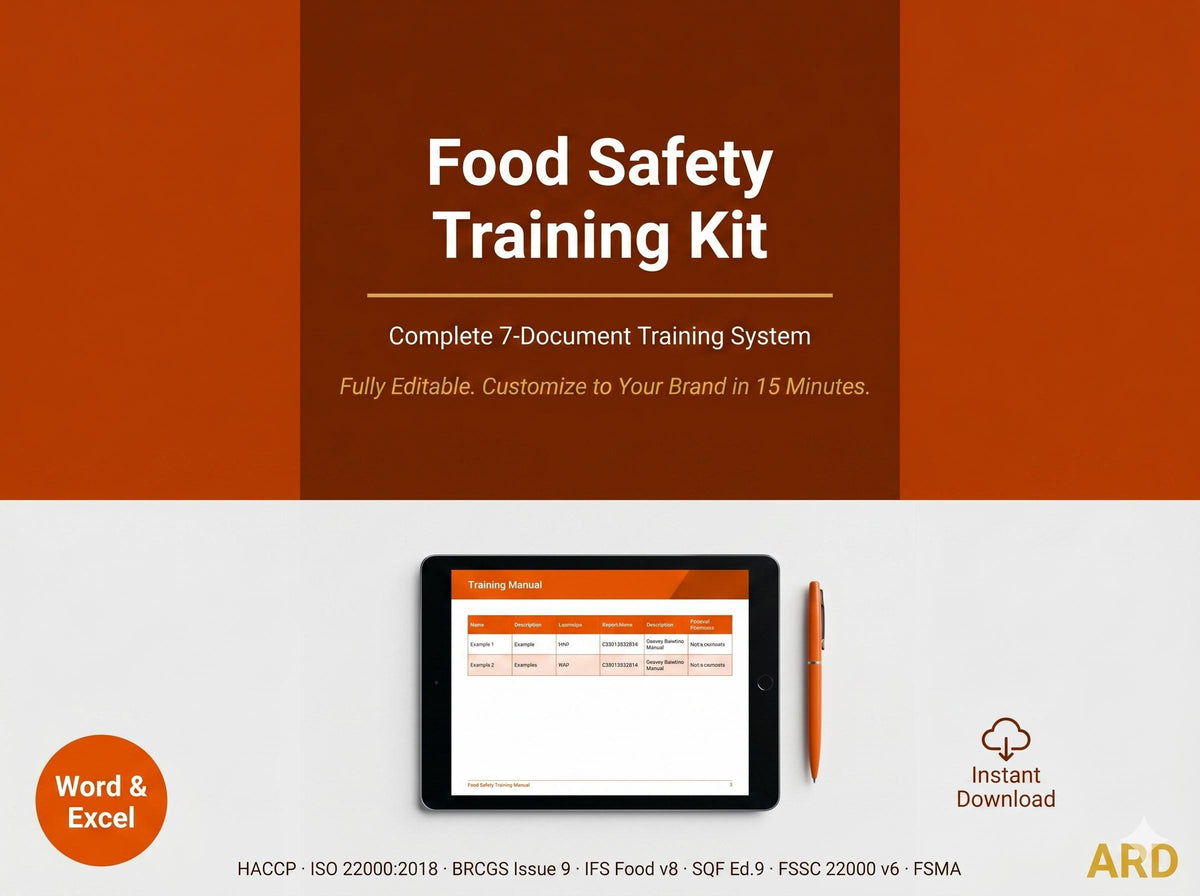 Food Safety Training System Full Pack Documents ( HACCP, ISO, BRCGS )