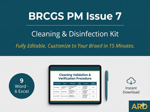BRCGS Packaging Cleaning Validation System Full Pack Documents Updated P708 Clause 4.8