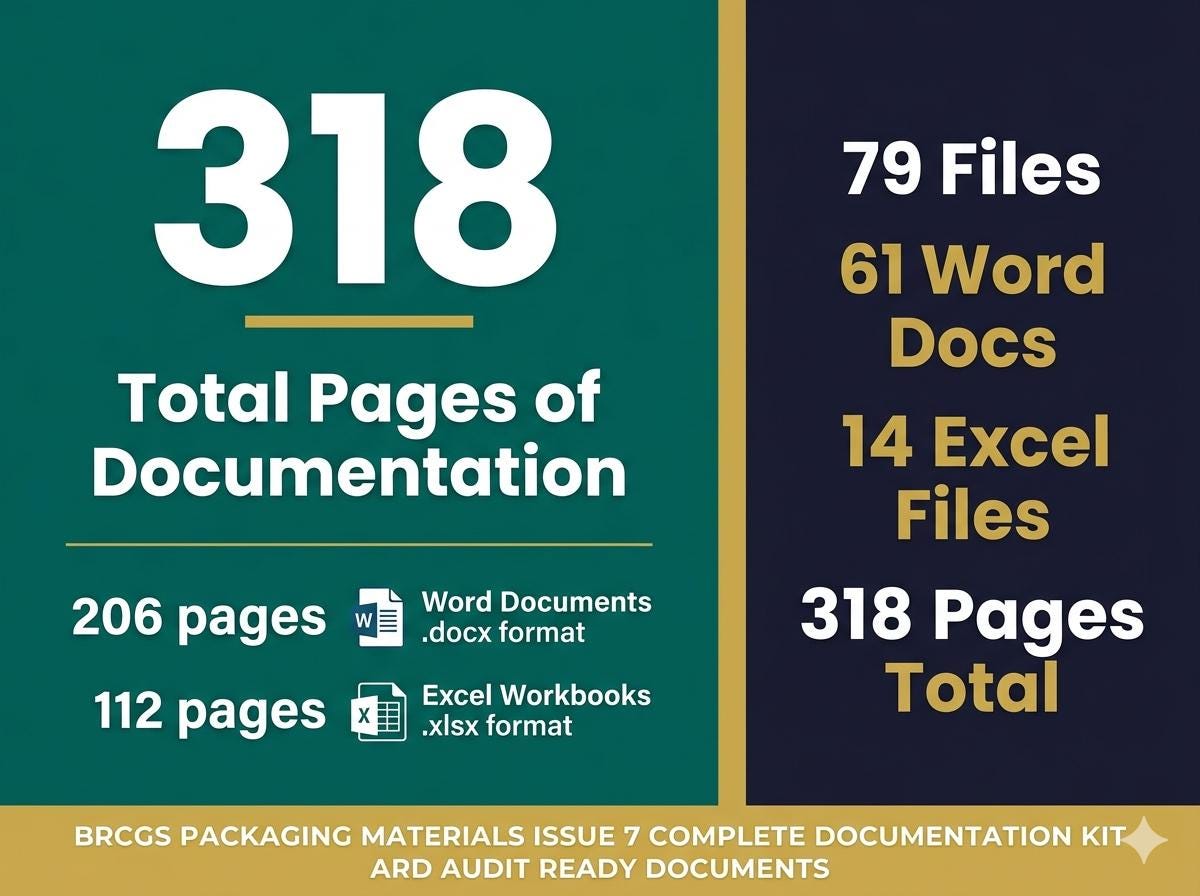 BRCGS Packaging Materials Issue 7 Full Pack System Documents, Editable Word Excel, Digital Download