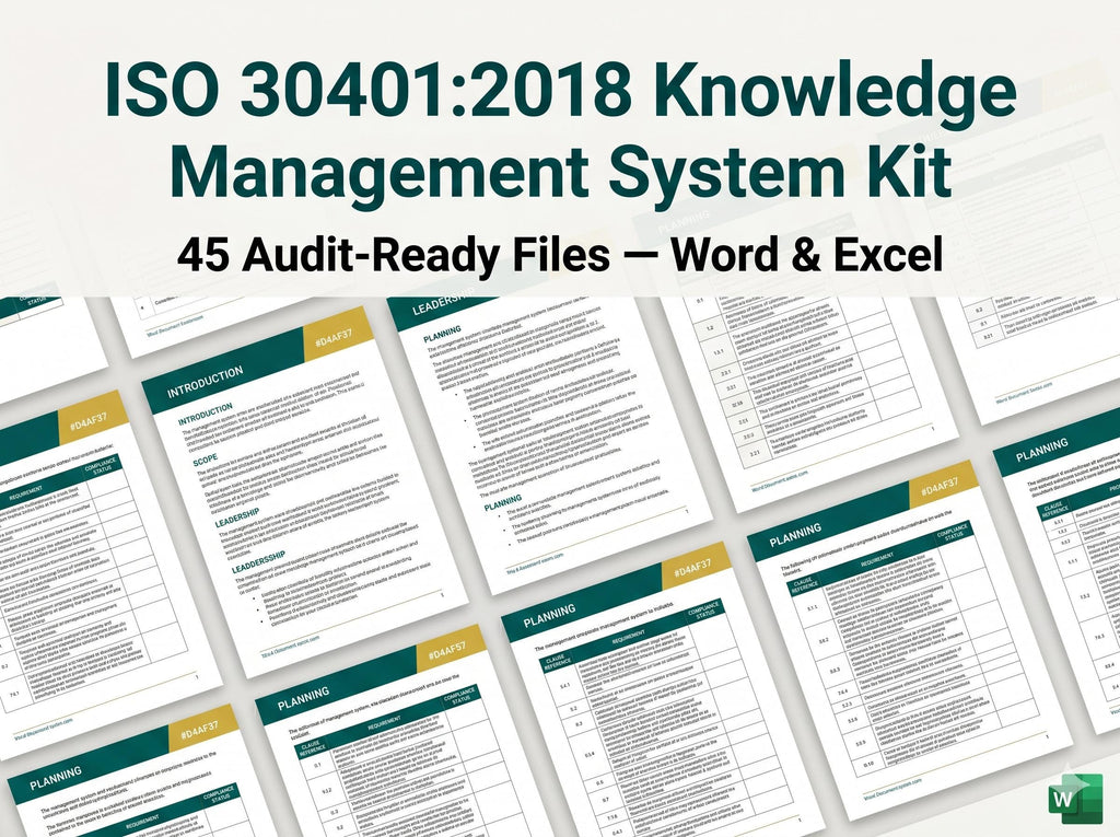 ISO 30401:2018 Knowledge Management Full Pack System Documents