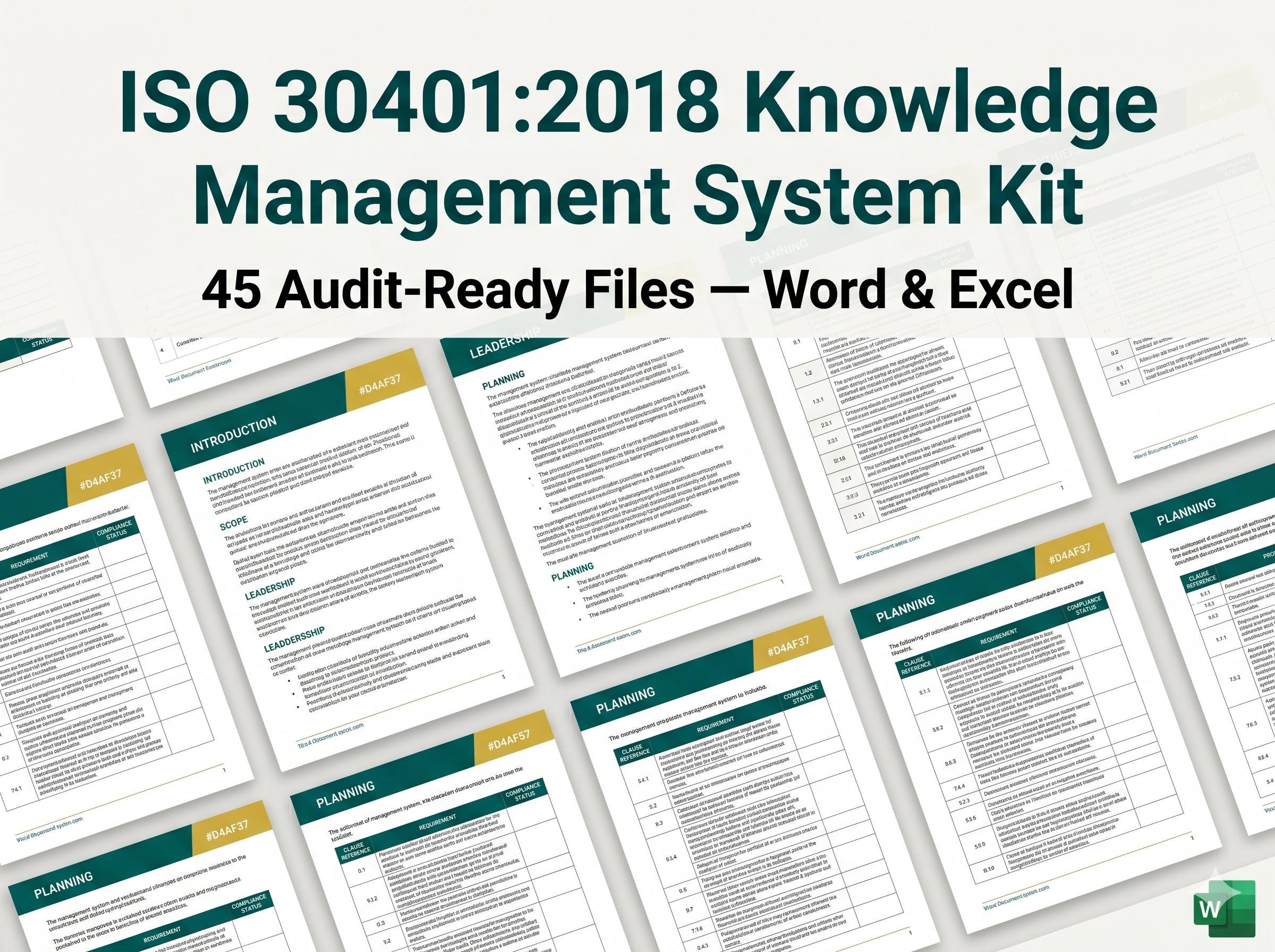 ISO 30401:2018 Knowledge Management Full Pack System Documents
